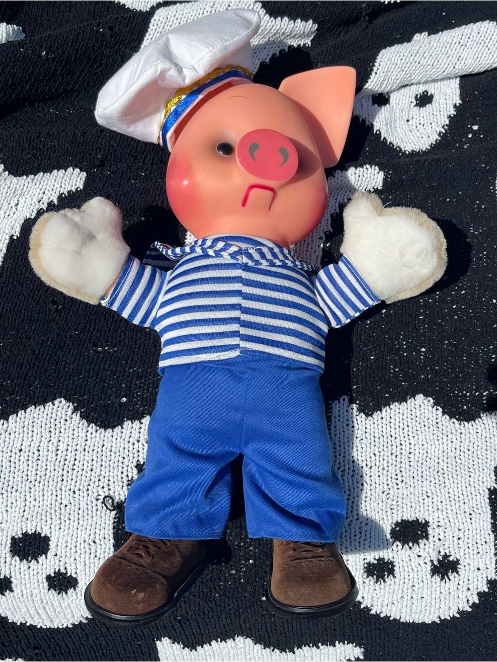 Vintage Reward Toys China Vinyl Face Rubber Face Plus Sailor Pig w/Battery PacK